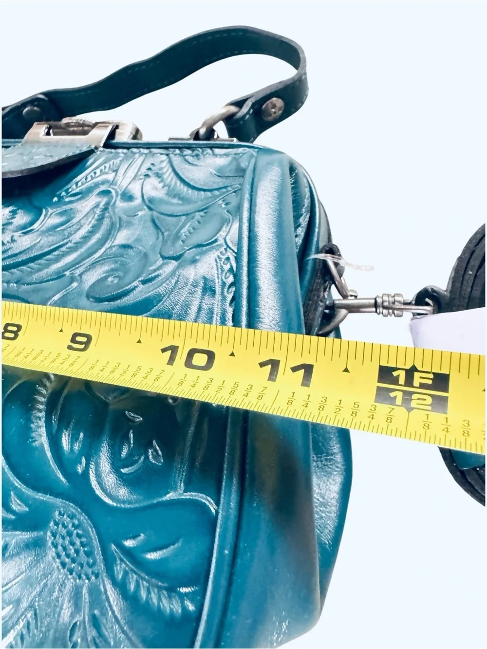 PATRICIA NASH ~ Burnished Tool Italian Leather Gracchi Satchel crossbody Teal